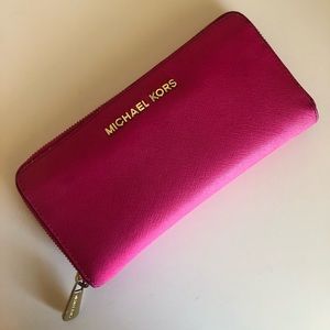 Michael Kors Fuschia Zip Around Wallet